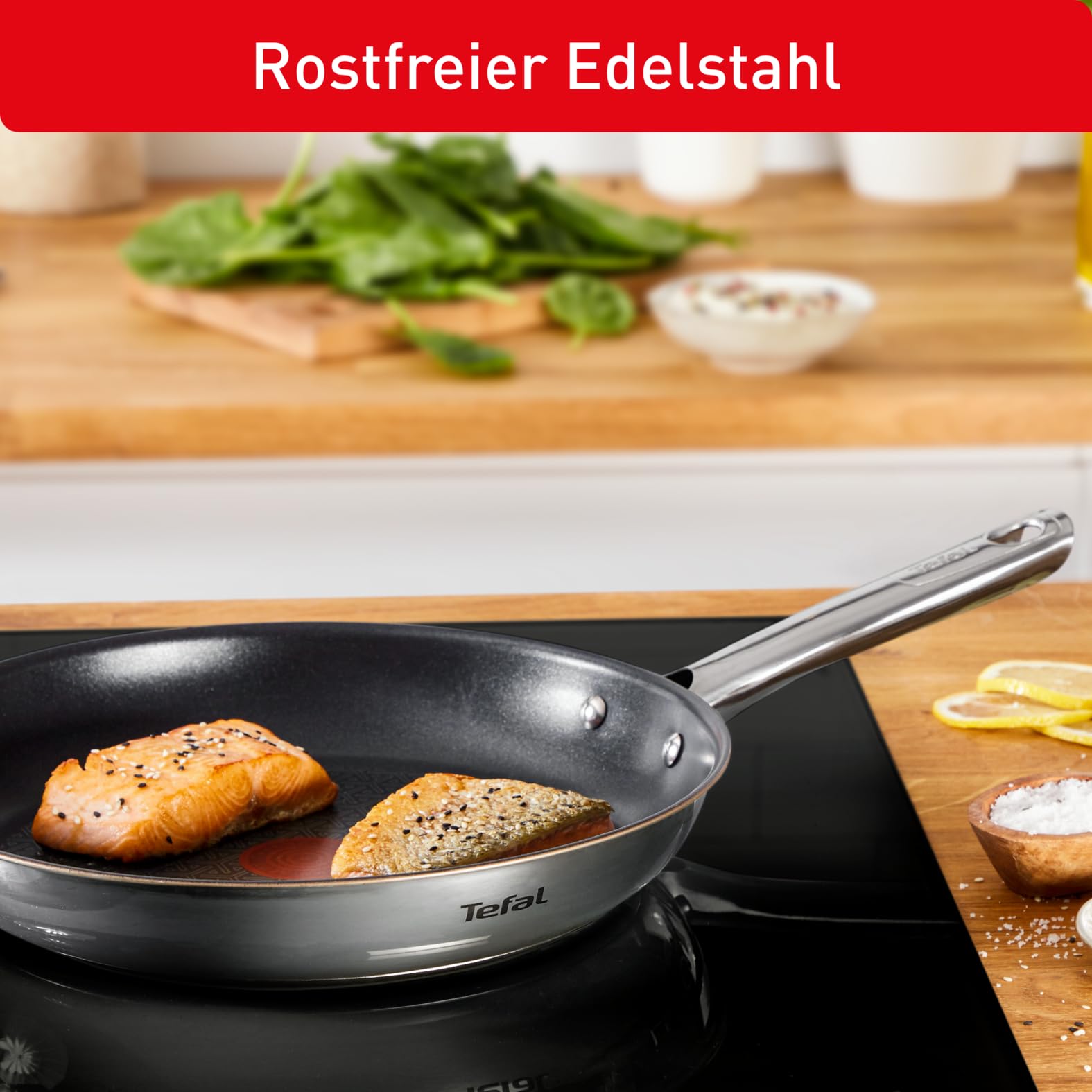 Tefal Duetto 3-teiliges Pfannenset 20,24 und 28 cm, Bratpfannen mit Thermo-Signal bei idealer Bra... Ansicht 4