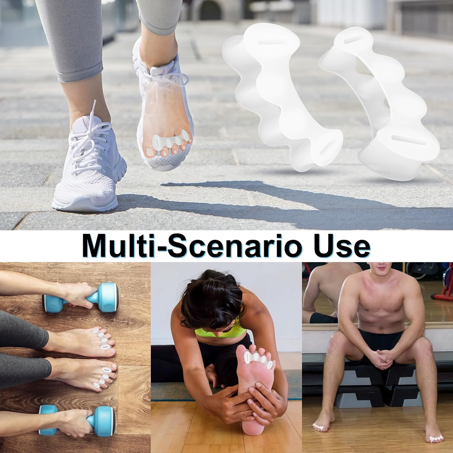 2 Pairs Toe Spacers for Women and Men, Toe Separators for Correct Bunion, Relieve Feet Pain, Foot Alignment, Toe Straighteners for Hammertoes, Plantar Fasciitis (Medium) - Image 7
