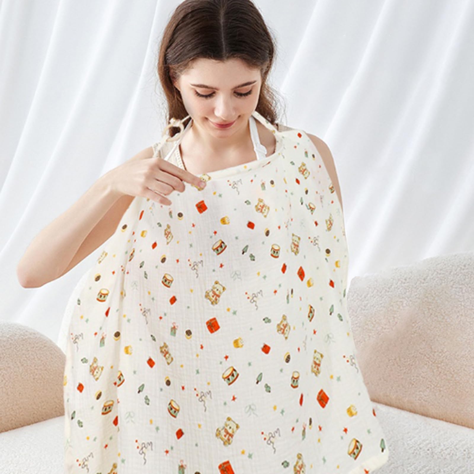 Tablier d'allaitement en mousseline de coton respirant, réglable pour maman, bouclier d'intimité, poncho pour bébé et poussette