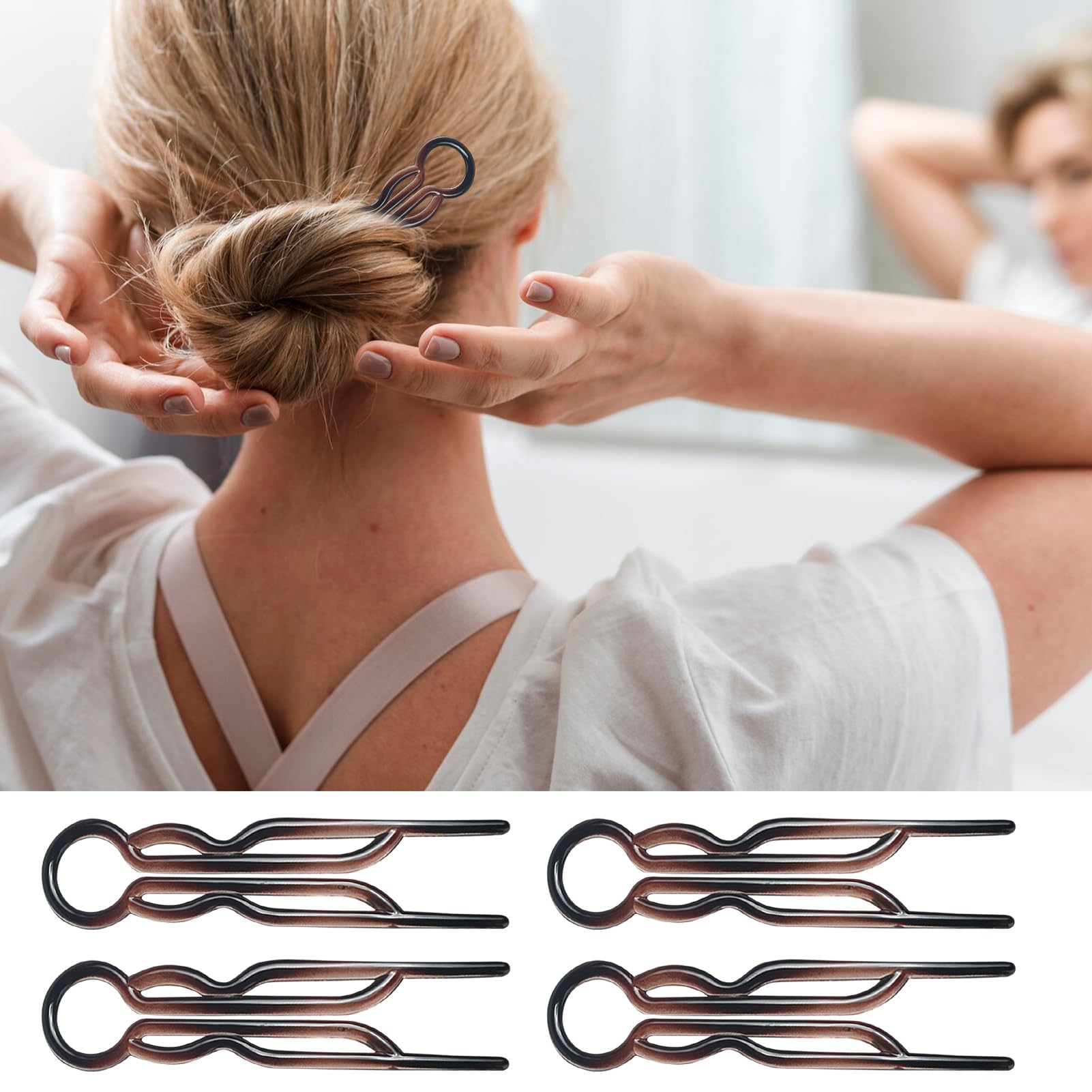 10 Pcs French Twist Hairpin French Hair Pins For Women Magic Hairpins Fork Lightweight Bobby Pins Elegant U Shaped Hairpins Hair Accessories for Women Girls Hairstyles Daily Wear Casual Party Wedding - Image 4
