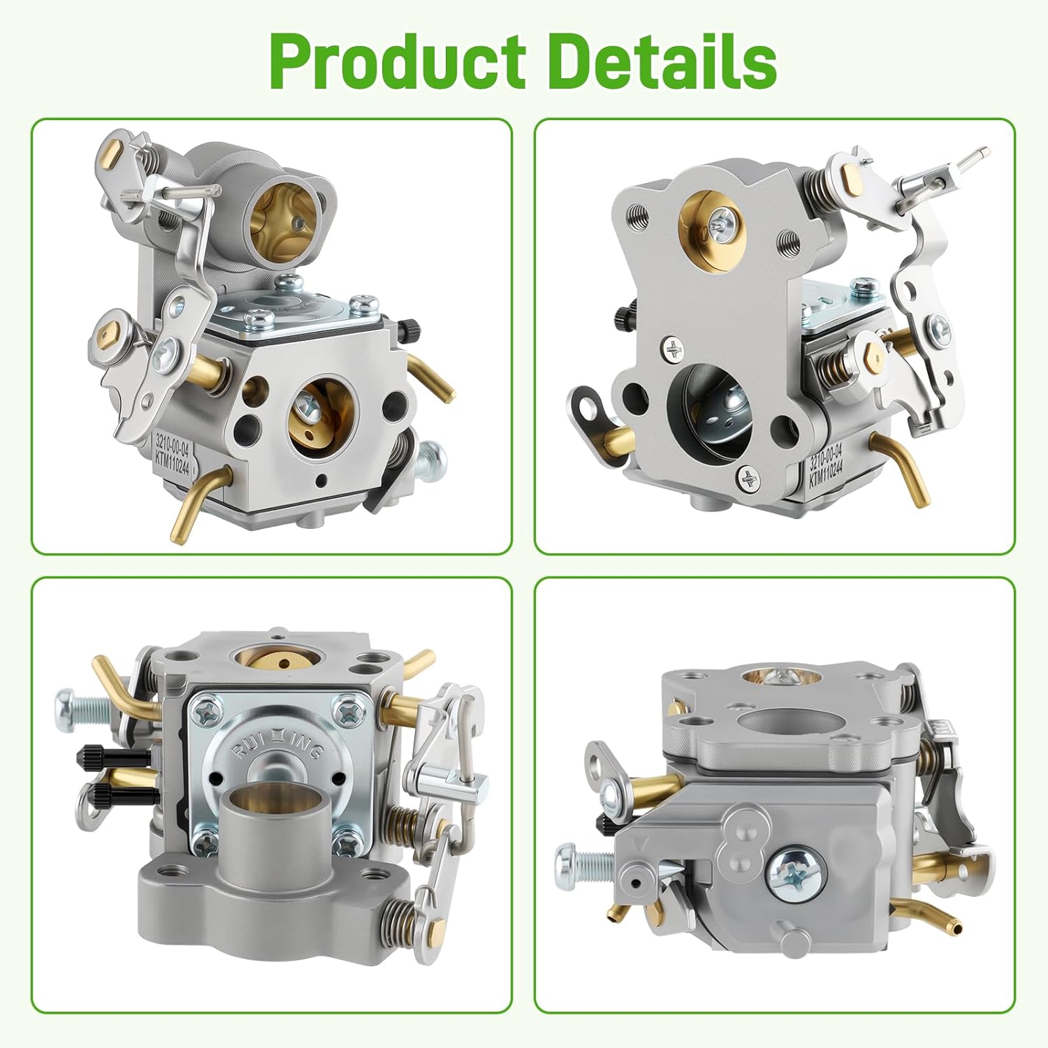 Ruixing OEM PP4218A P3314 Carburetor for Poulan Pro PP4218AV PPB4218 PR4218 SM4218AV PP4018 PPB4018 PP4018AV P3416 PR3816 42CC Chainsaw, with Air Filter Rebuild Kit