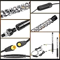 Vista 6 de Nirider 2PCS Luces LED Whip de 1 pie con Poste de Bandera Control Remoto Espiral RGB Luz de Persecución Todoterreno Antena Iluminada de Advertencia