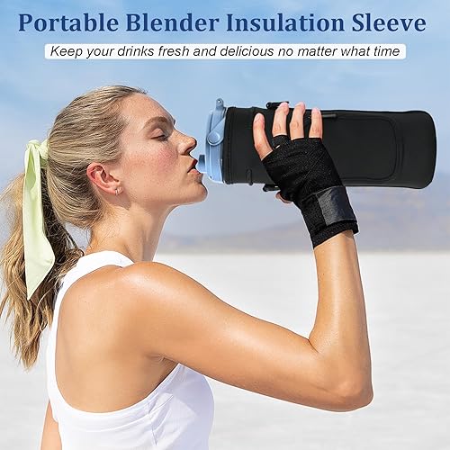 Vista 3 de Funda de almacenamiento para licuadora portátil Ninja Blast con correa para el hombro y bolsillo para accesorios Compatible con Ninja Negro