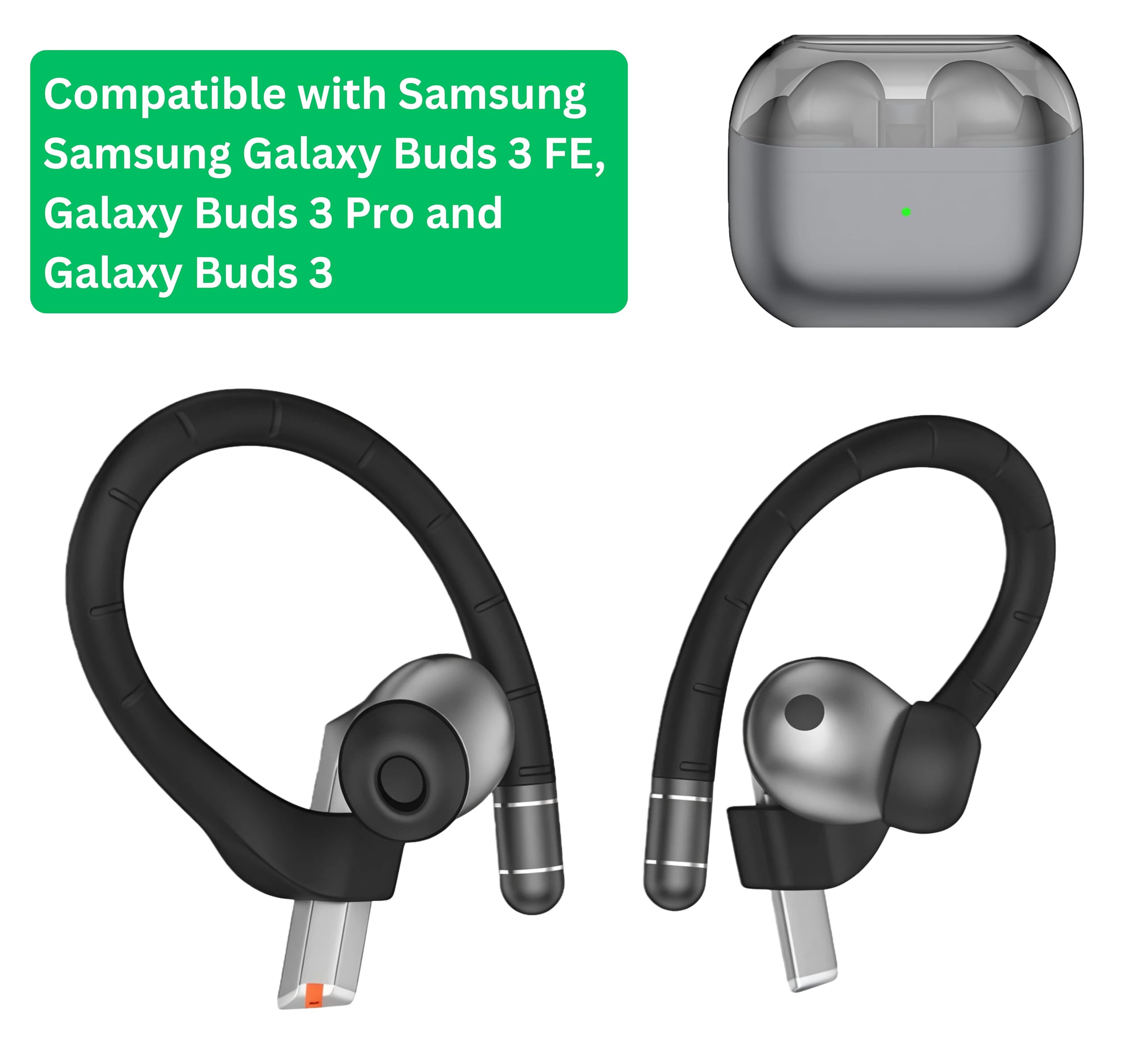Ganci Auricolari con Presa Sicura Compatibili con Samsung Galaxy Buds 3 Pro (2024) / Galaxy Buds 3 FE (2025) | Anti-Caduta | Lega di Titanio con Memoria Integrata | Con Laccetto