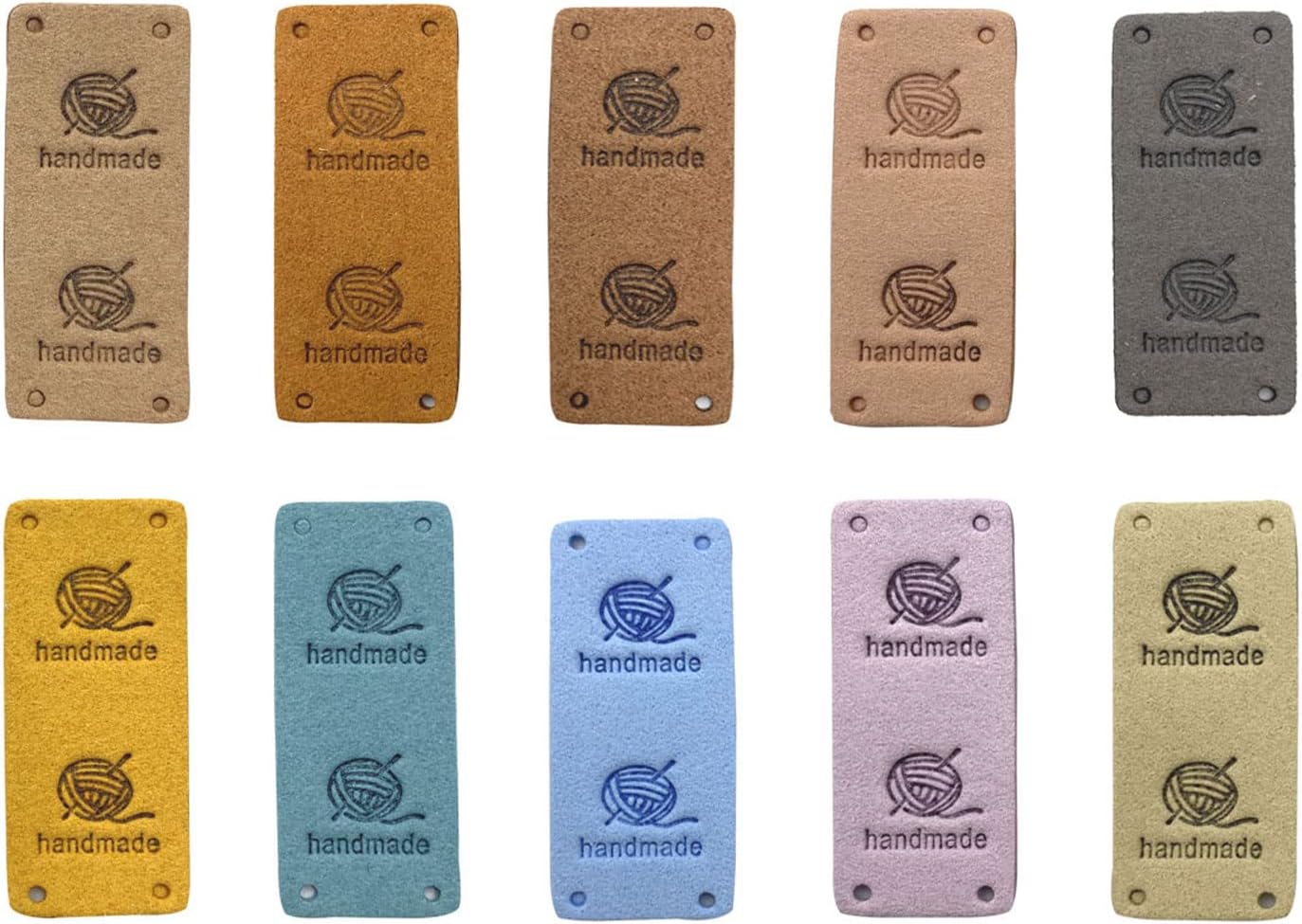 50 PU Leather Handmade Tag Labels with Holes, Embossed for Jewellery Making, Jeans Bags, Shoes, Hat (G)