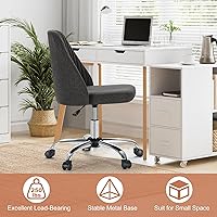 Vista 6 de DUMOS Office Chair, Comfy Desk Chair Rolling Vanity Swivel Task Chairs with Wheels, Wide Seating Armless Height Adjustable Computer Chairs for