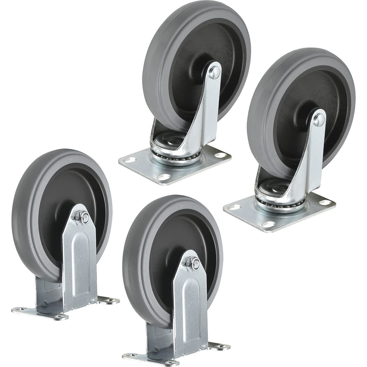 5" Rubber Caster Kit for Plastic Service Carts by Global Industrial – Rubber, red, Model RP1002