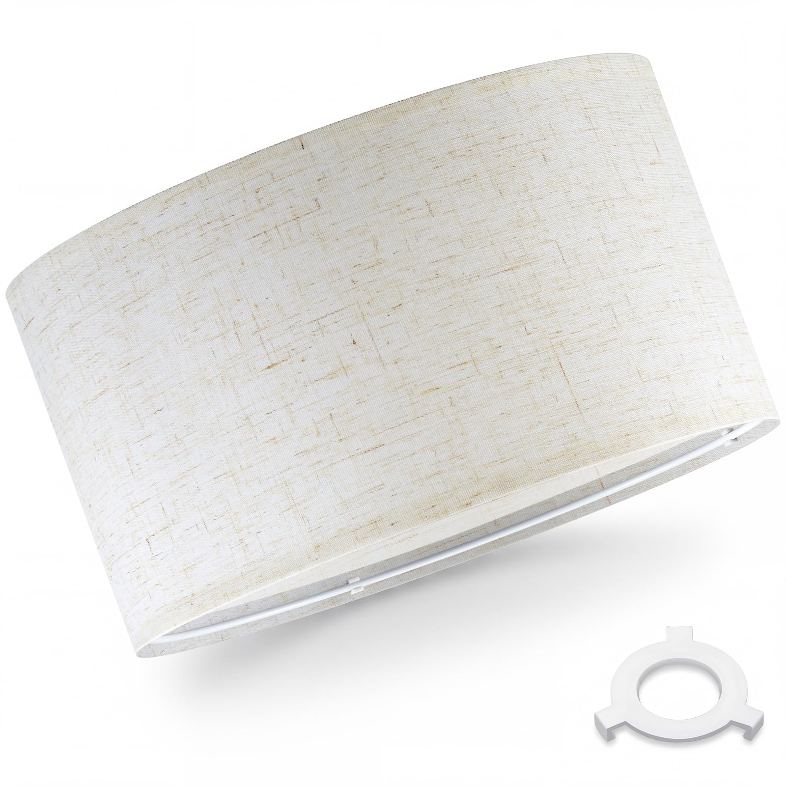 Weewooday 16 Inch 1 Set Fabric Lampshade for Ceiling Lights, Table Lamps and Floor Lamps, with E27 to E14 Adapter Ring, Modern Linen Lamp Shades for Living Room, Bedroom, Home Decoration (Light Linen)