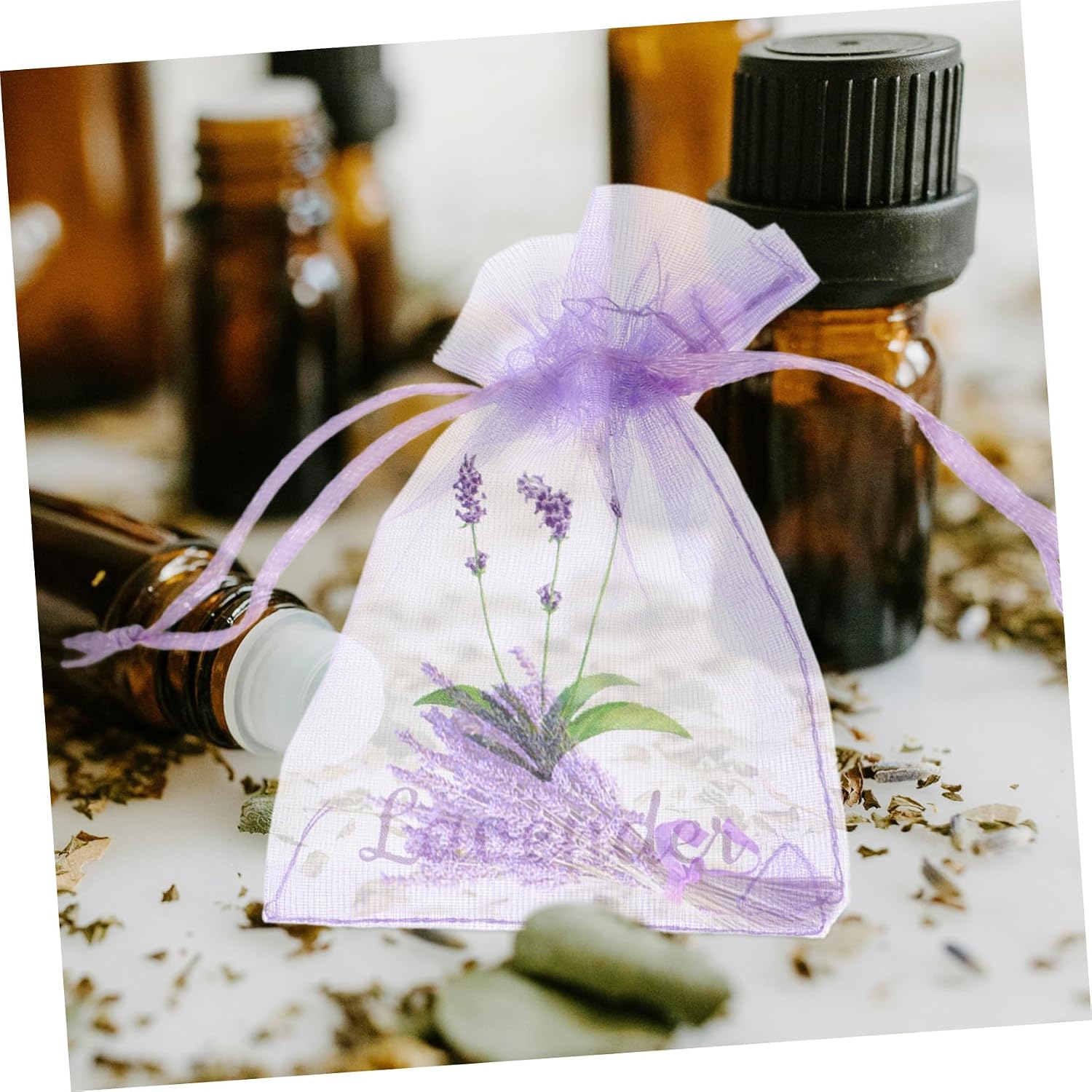 MAGICLULU 20pcs Lavender Sachets Bags Empty Organza Drawstring Pouches for Herbs Spices Dried Flowers Gauze Bags Light Versatile Storage for Fresh Scent and Organization