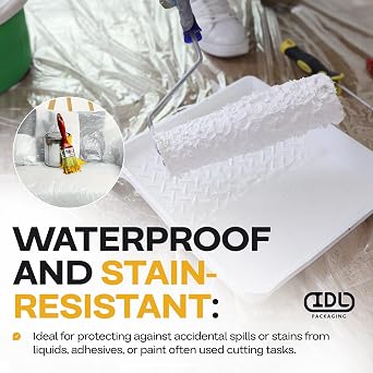 Plastic Sheeting 4 mil, 4' x 50' (200 sq.ft.), Pack of 2 - Thick Semi-Clear Plastic Sheeting for Construction, Painting, Drop Cloth, Slide&Slip - Heavy Duty LDPE Film Roll by IDL Packaging