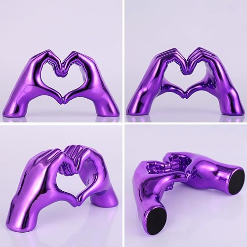 Miniatura 7 de Esculturas y estatuas moradas de mano y corazón, decoración del hogar de mano y corazón, regalos del día de San Valentín, decoración moderna del