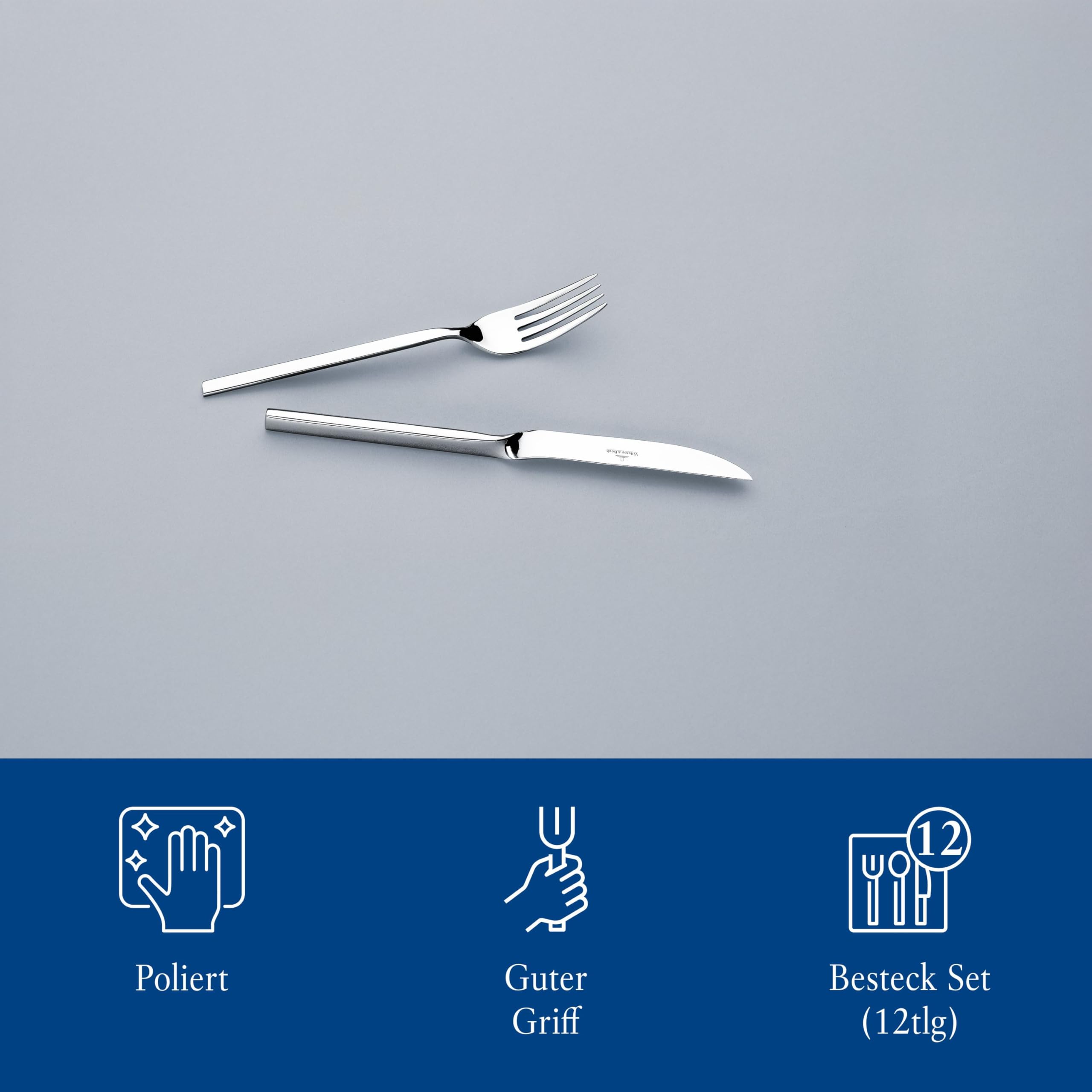 Villeroy & Boch NewWave Couverts à steak pour 6 personnes, 12 pièces, Acier inoxydable