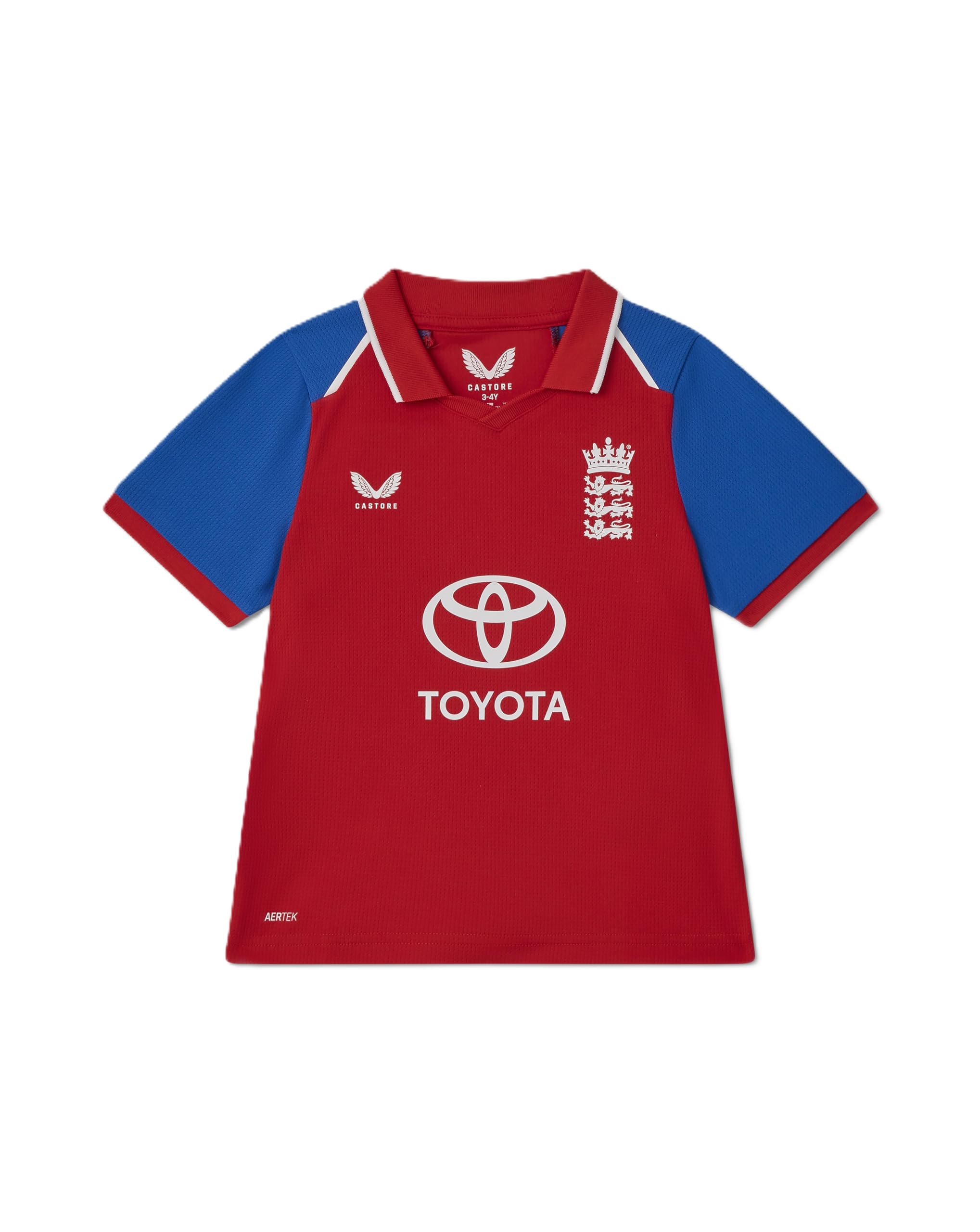 England   Kids  26/27  Cricket T20 Shirt, Football by Castore in Size 3 - 4 Years, Sports Direct
