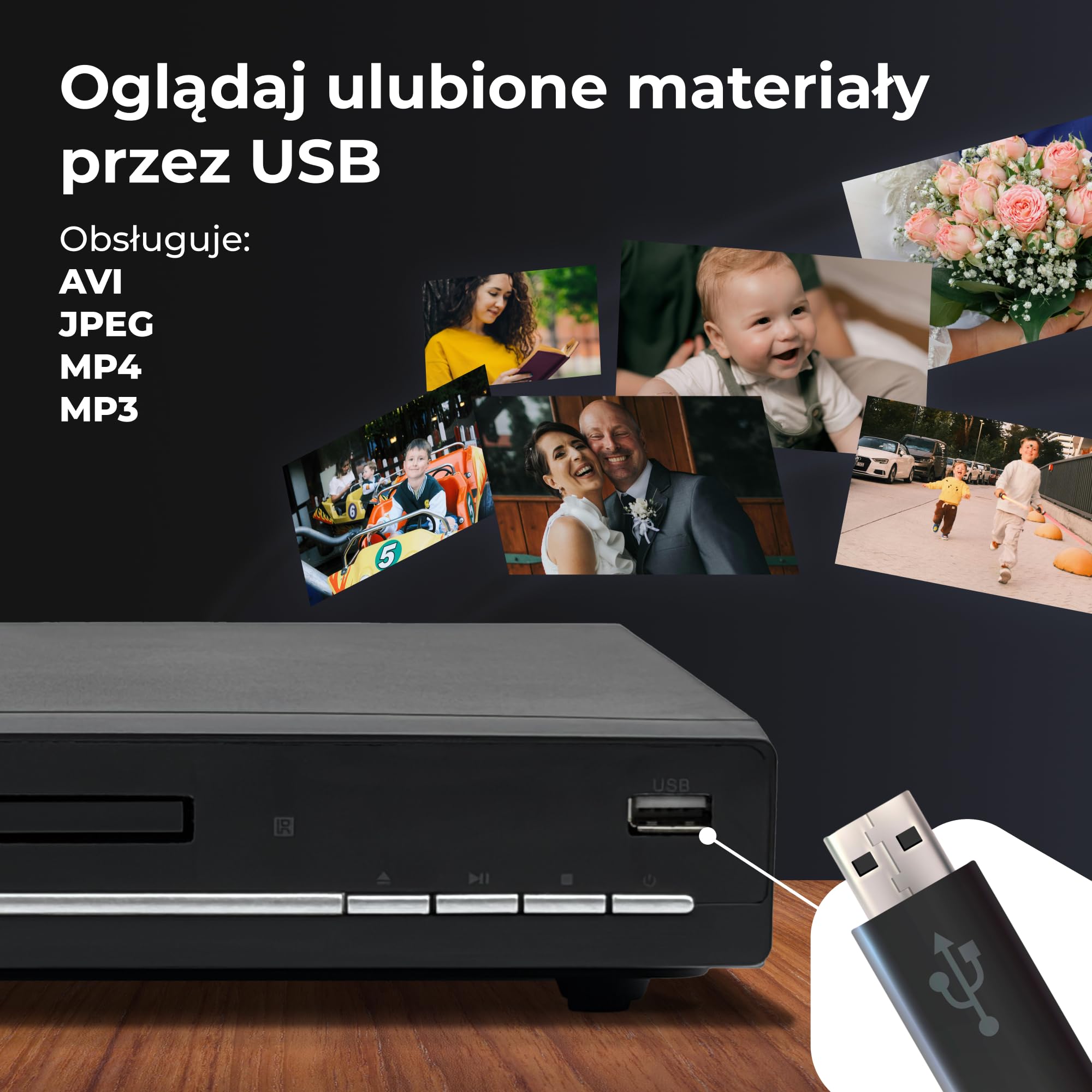 Denver DVH7787 Odtwarzacz DVD Do Telewizora, HDMI, Mini, Wszystkie Regiony, 1080p Upscaling, Dolby Digital, USB, Coax, Scart, Czarny