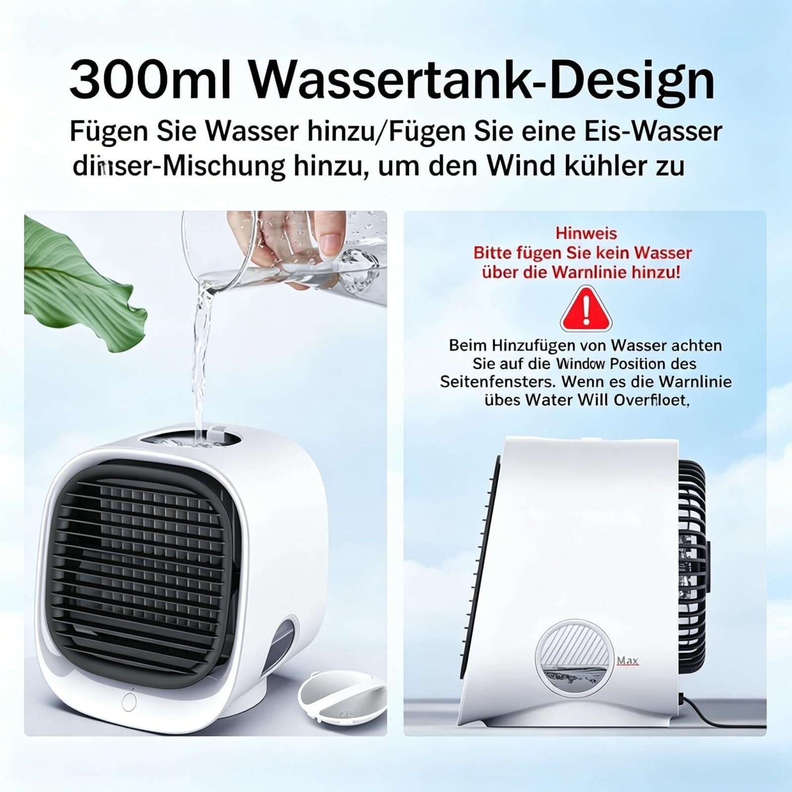 Refrigeratore d'aria portatile USB, raffreddamento dell'acqua migliorato per casa e viaggi | Mini refrigeratore a evaporazione personale da campeggio, con funzione di umidificazione, flusso d'aria fresca (rosa)