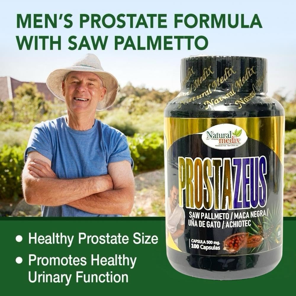Prostazeus Complex Formula – Natural Prostate Support with Saw Palmetto, Maca Negra, Cat’s Claw & Achiote – Premium Men’s Wellness Capsules for Vitality, Balance & Energy – 100 Capsules