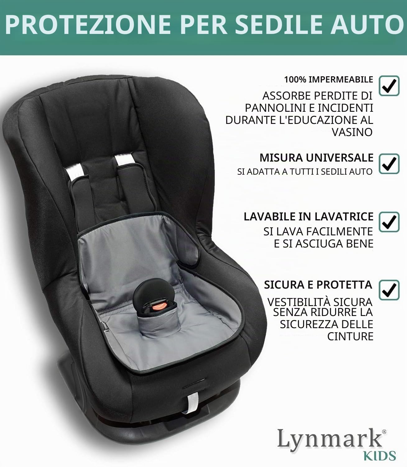 Lynmark Potty Training Car Seat Protector per bambini fino alla scuola materna, perfetto per i viaggi. Sicuro per tutti i seggiolini auto e passeggini. Imbottitura ultra assorbente Piddle pad