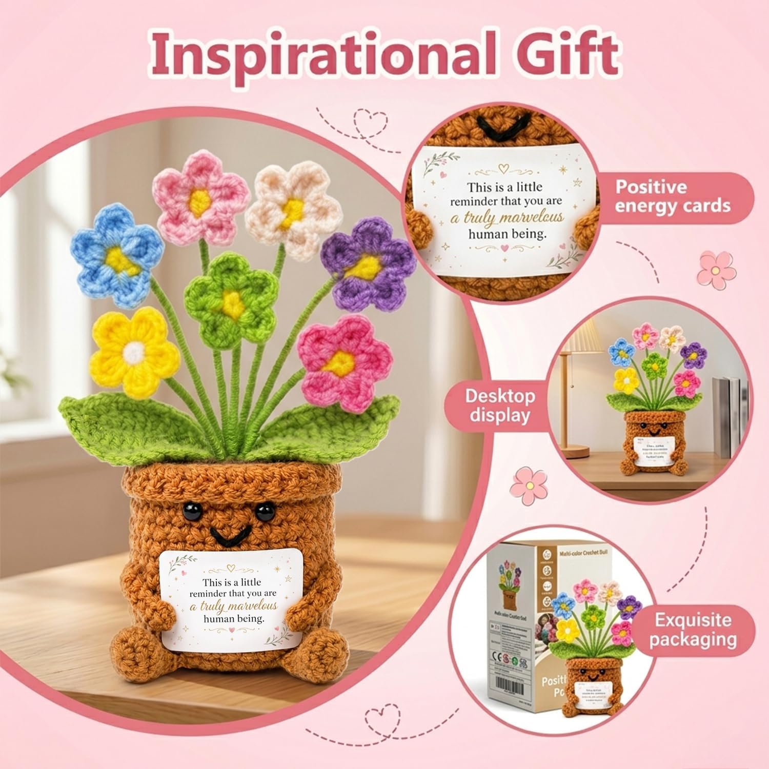 Forget-Me-Not Positive Crochet Flowers,Inspirational Gifts for Women