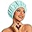 Reusable Shower Cap for Women, Large Waterproof Shower Essentials Bonnet Washable Elastic Band Bath Hair Wrap Hat for Long Hair, Braids(Mint Green)