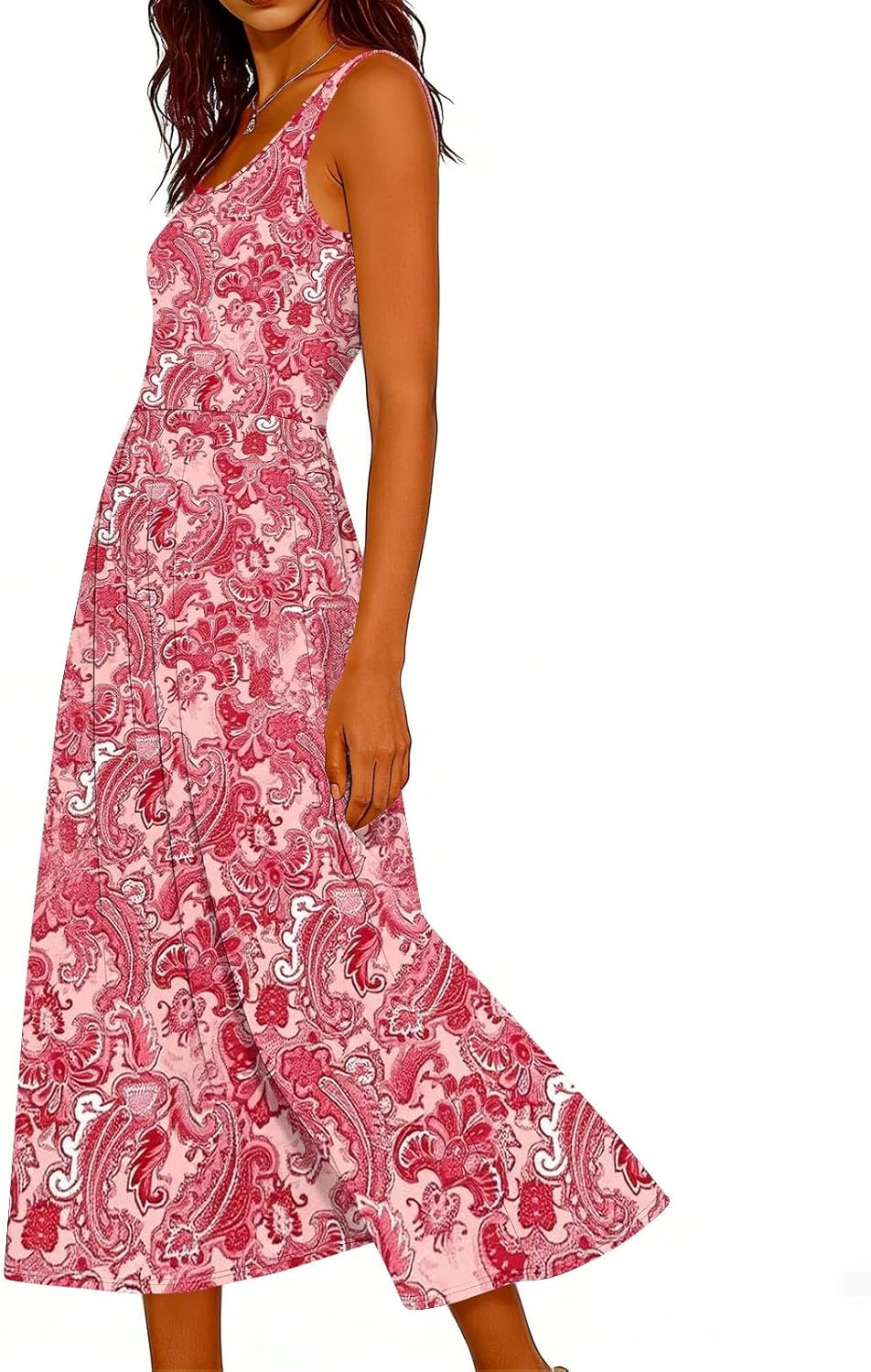 Casual Summer Dresses for Women 2026 Floral Printed Loose Crew Neck Sleeveless Swing Boho Beach Sundress