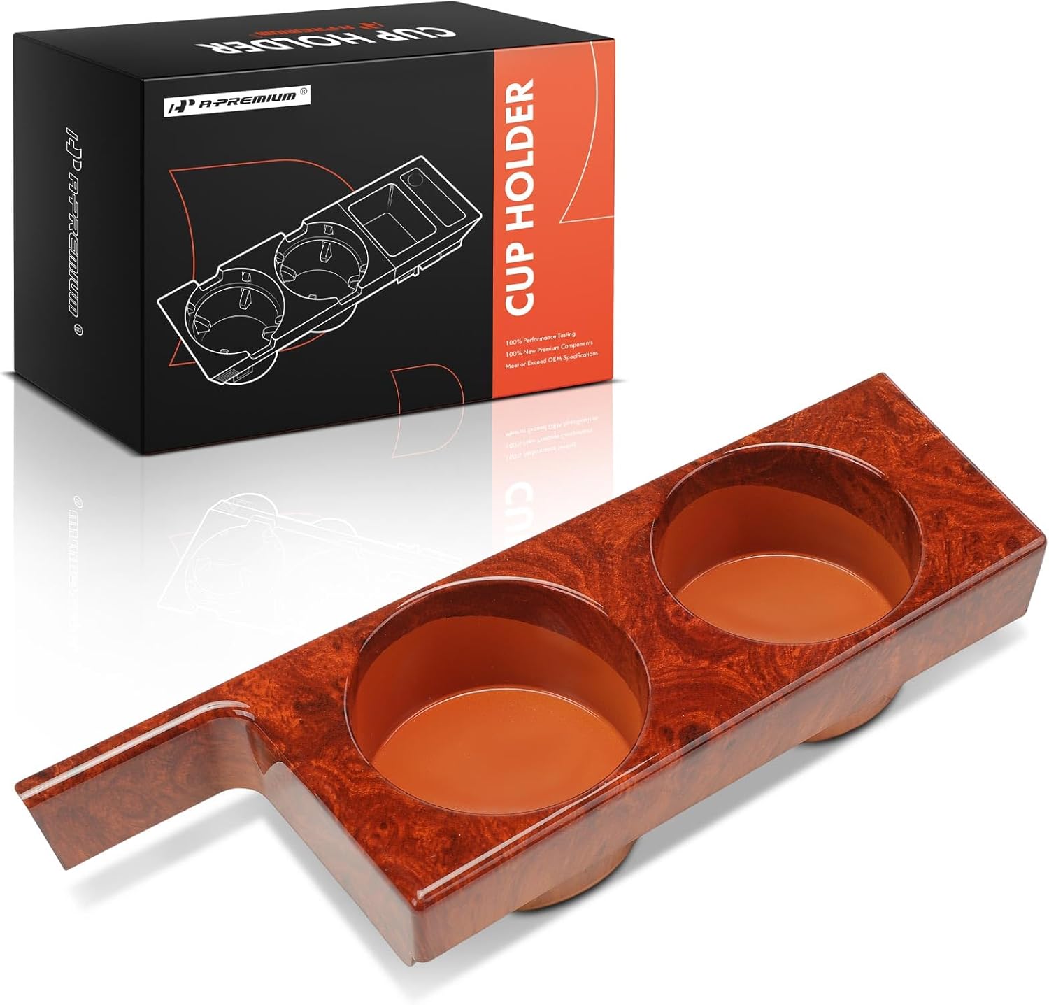 A-Premium Cup Holder Compatible with BMW E39 Series 525i 2001-2003, 528i 1997-2000, 530i 2001-2003, 540i 1997-2003, M5 2000-2003, Front Center Console, Peach Wood Grain