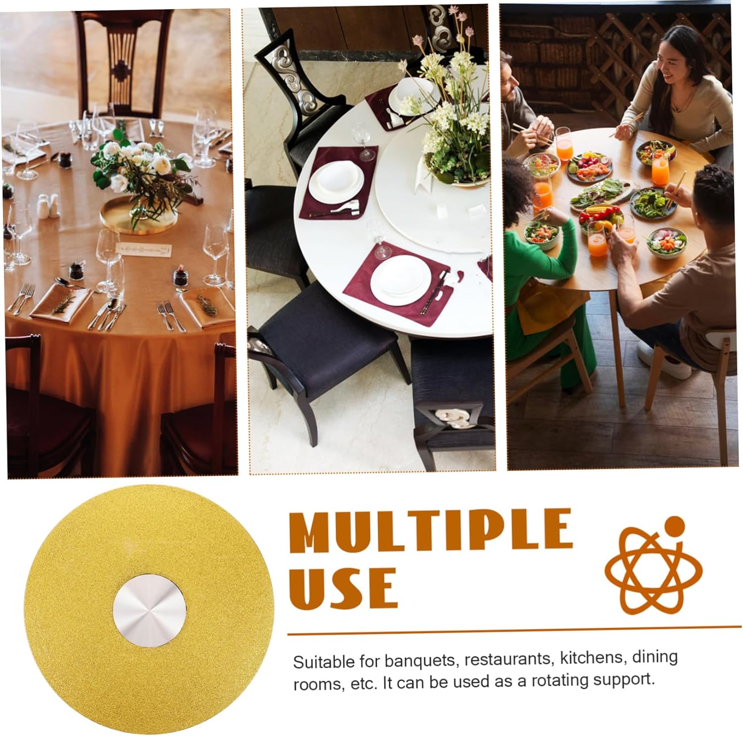 Aluminium Rotating Turntable Tempered Base Round Dining Table Swivel Plate for Restaurants Kitchens and Banquets Smooth and Silent Operation