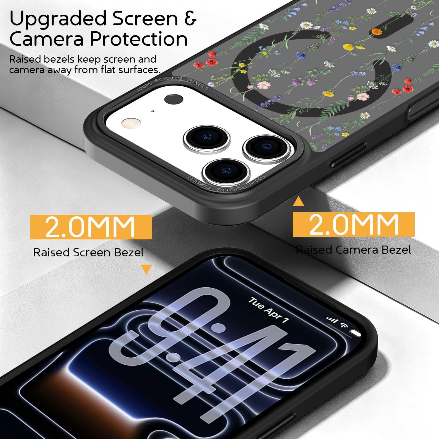 bicol Magnetic Case for iPhone 17 Pro, Cute Floral Matte Phone Cover image 4