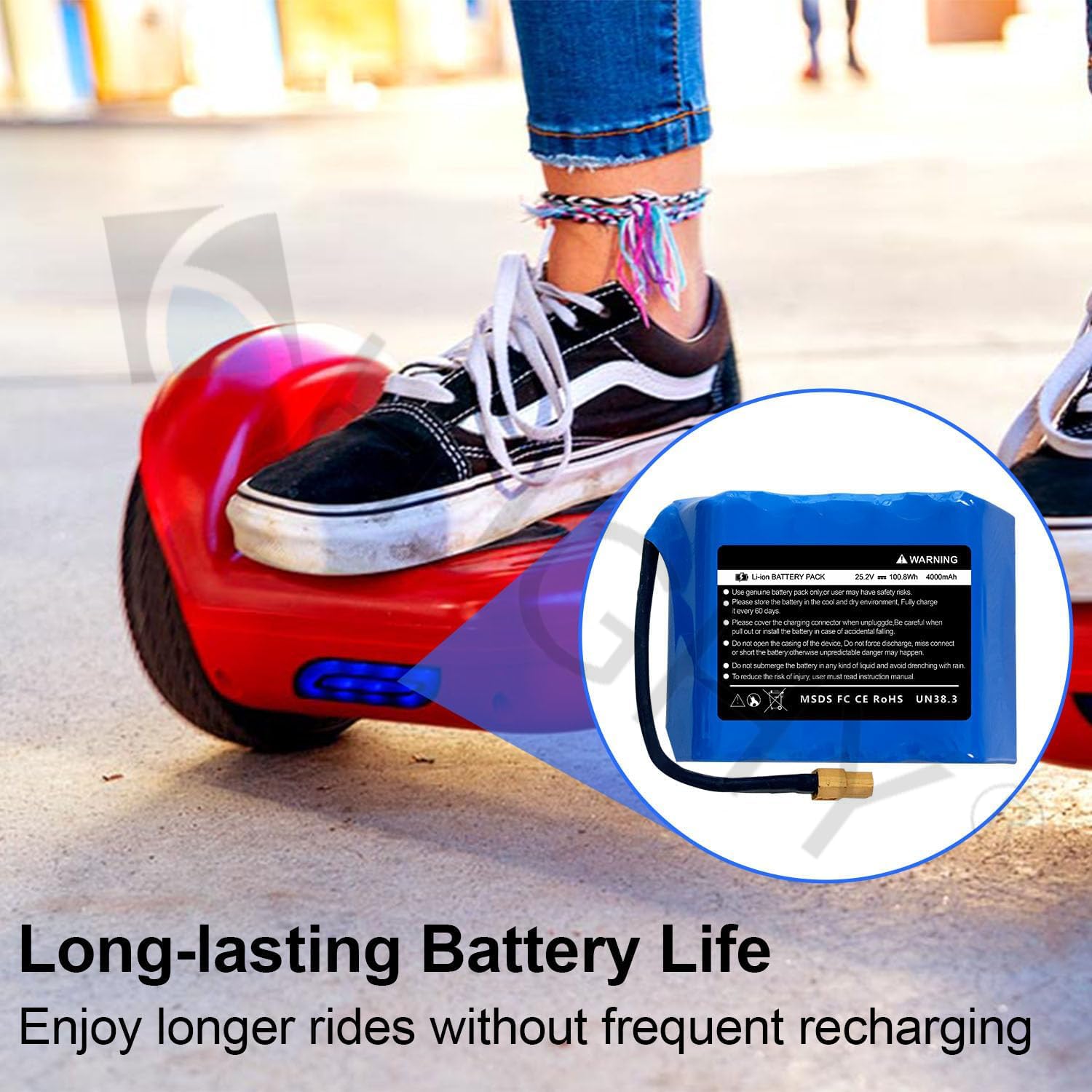 Batteries au Lithium 24 V 4 Ah de Remplacement pour Hoverboard (25,2 V 4 Ah), Batterie Haute Endurance 29,4 V 4 000 mAh pour Scooters électriques à Deux Roues.