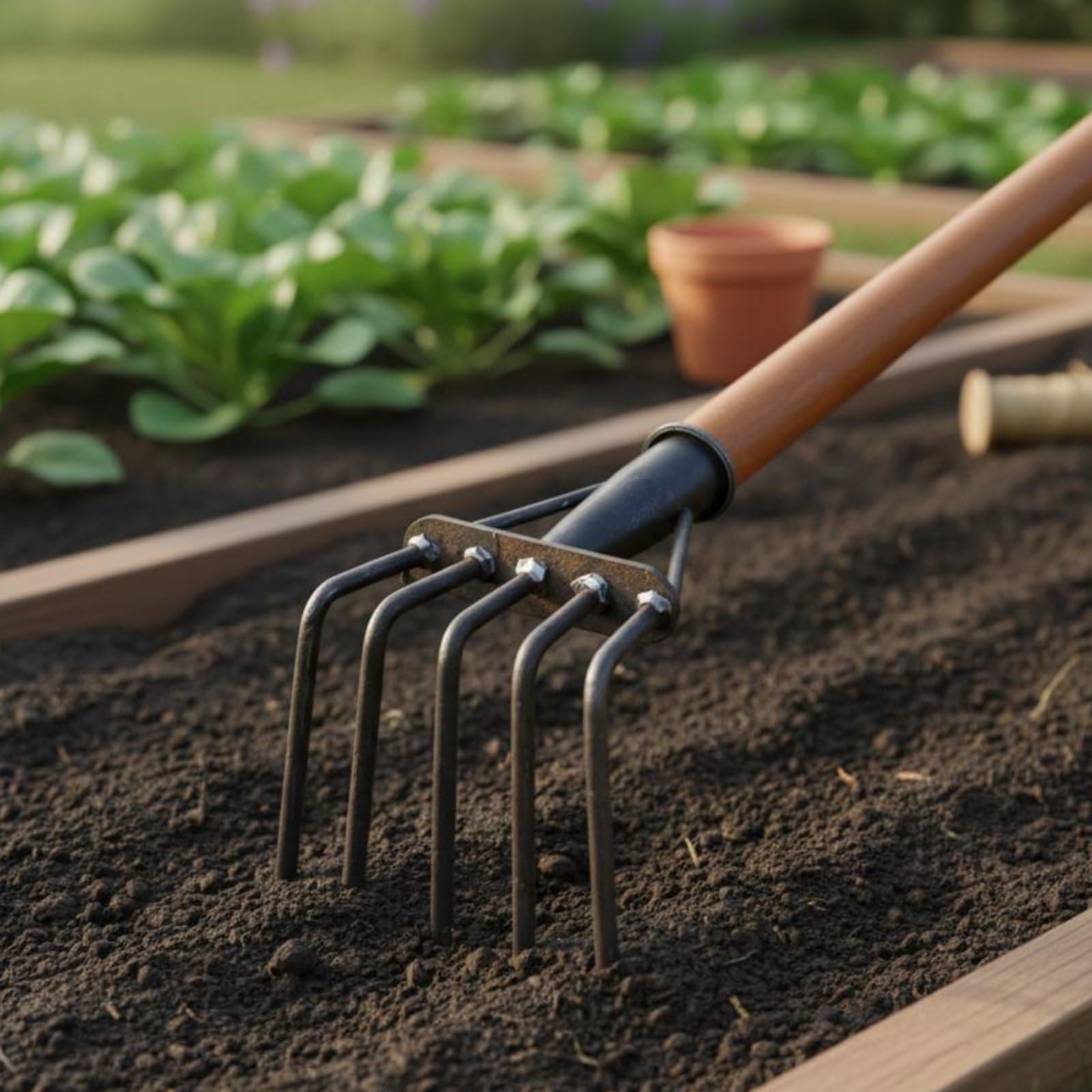 Rastrello per Vongole Rastrello Giardino Coltivatore Manuale Attrezzo Mano per Diserbo Aerazione Raccolta Arachidi di Mare Struttura Acciaio Legno , style to 2