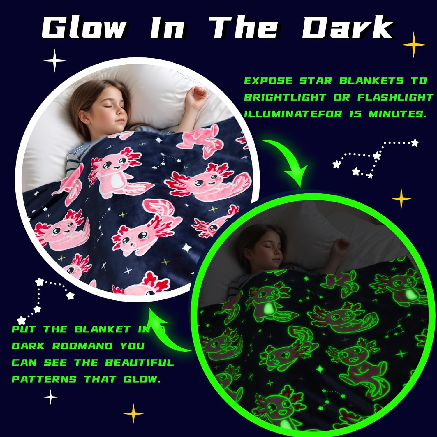 Axolotl Blanket for Girls, Pink Axolotl Gifts Toys for Kids Girls Birthday, Soft Salamander Throw Blanket Fuzzy Fleece Bedding for Sofa Bed Camping Bedroom Decor 50x60 inch - Image 5