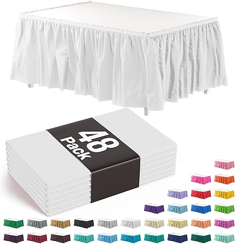 Miniatura 183 de Exquisite Falda de mesa con volantes, color marrón, paquete de 2 faldas de mesa de 14 pies de largo para mesas rectangulares de 6 pies o faldas