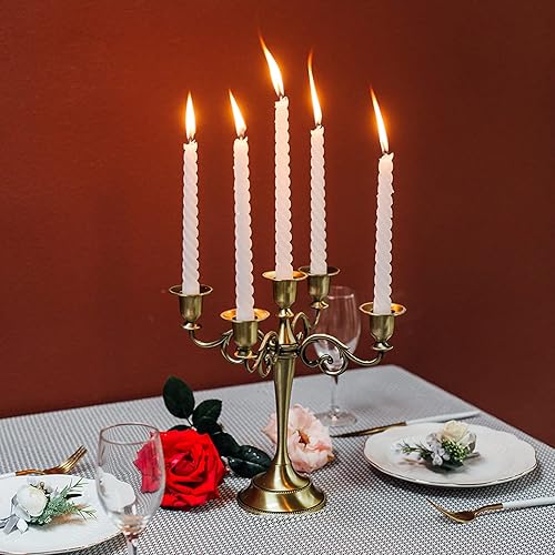 Miniatura 10 de Sziqiqi Candelabro de Halloween - Portavelas de 5 brazos, soportes para velas cónicas para velas cónicas a la luz de las velas, cena, fiesta, boda,
