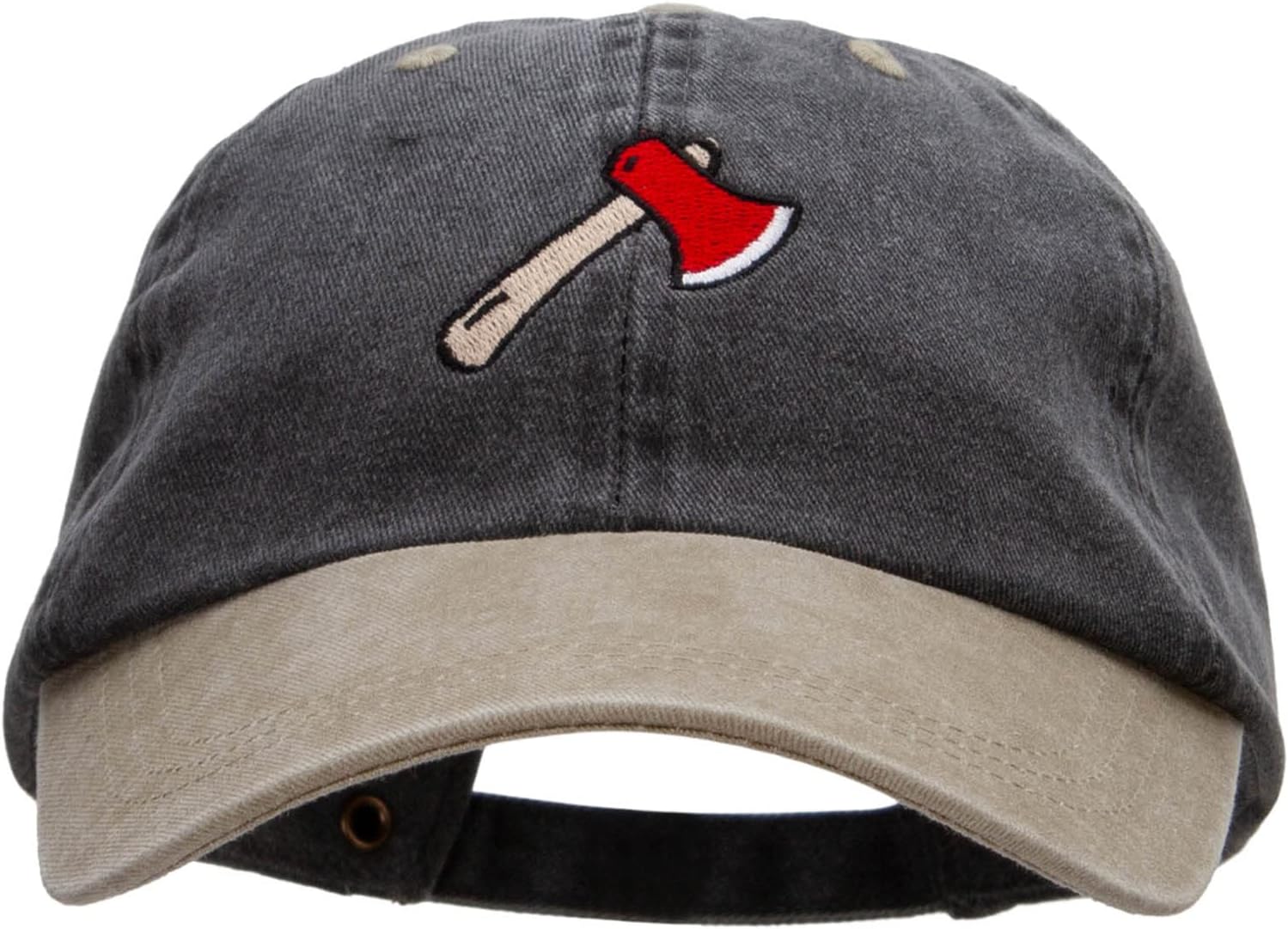 e4Hats.com Camping Hatchet Embroidered Pigment Dyed Wash Caps