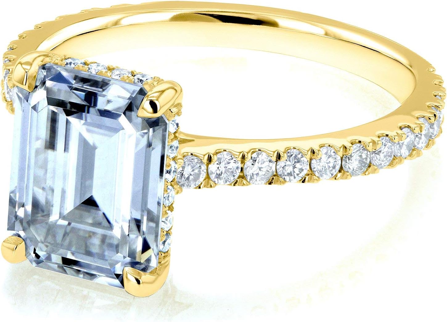 Kobelli Emerald-cut Forever One Moissanite Engagement Ring 2 7/8 CTW 14k Yellow Gold