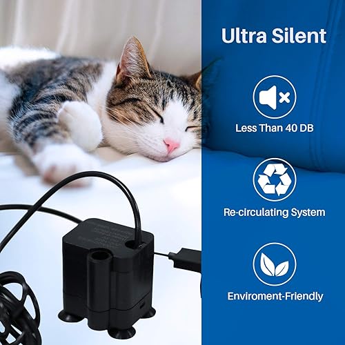 Miniatura 4 de Fuente de agua para gatos, dispensador automático de agua potable de 90 oz/2.6 L con 5 filtros de repuesto lavables, bomba ultra silenciosa para