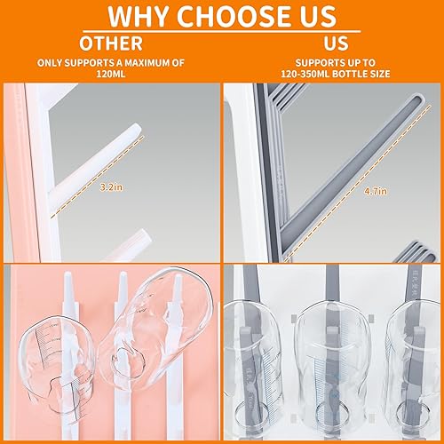 Miniatura 6 de SuoXing Estante de secado vertical para biberones, estante de secado para biberones, soporte de estación de biberones grande, secador de botellas