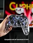 TPARTS Wireless Game Controller for Tesla Model 3/Y/S/X, Multi-Device Crystal Clear Controller with 7-Colors LED Mode Special Programmed and Design For Tesla/Switch/STEAM Deck/PC(1 pc)