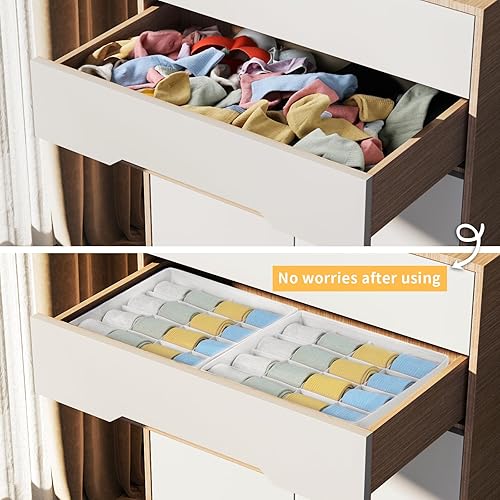 Miniatura 124 de Joyoldelf Organizador de cajones para calcetines, organizador de ropa interior, organizador de 16 celdas de tela, cajas de almacenamiento para Beige