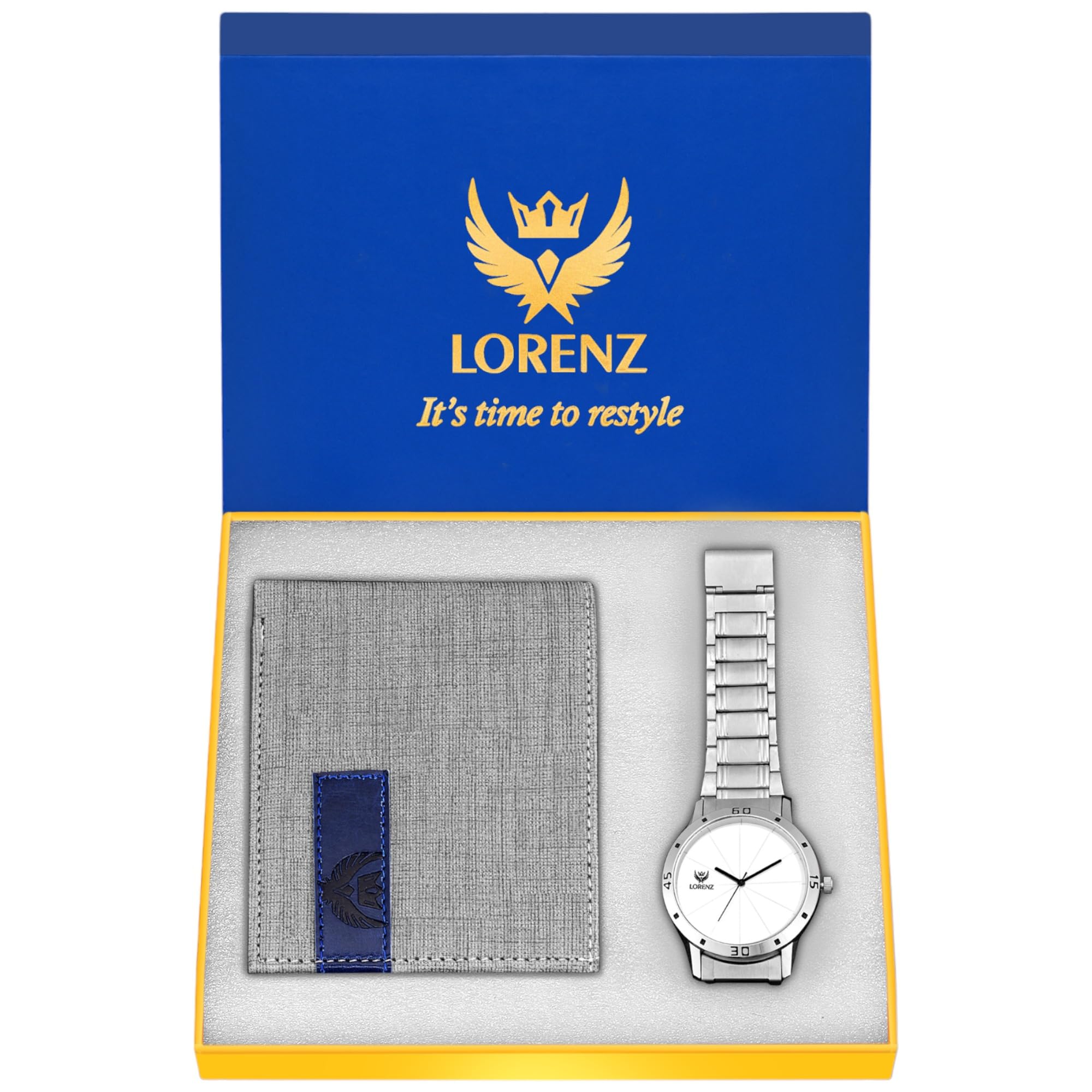 LORENZ White Dial Watch & Grey Wallet Gift Box Combo for Men and Boys | CM-3052WL-17 (B0CNKPYTW5) Amazon Price History, Amazon Price Tracker