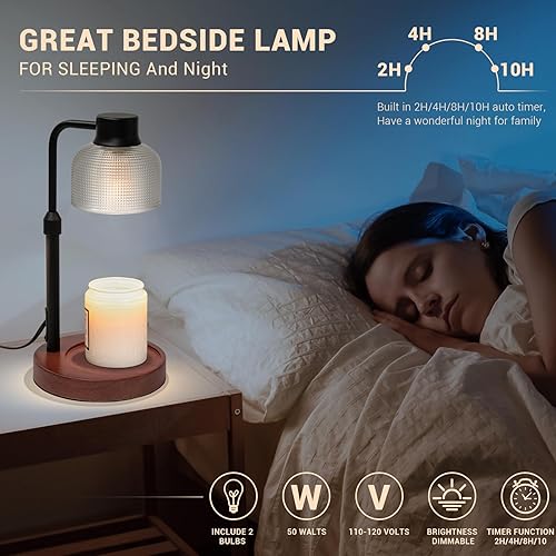 Vista 15 de KLL Lámpara calentadora de velas con temporizador: regalos de Navidad para mujeres, regalos de cumpleaños para mujeres, mamá, regalos de Negro