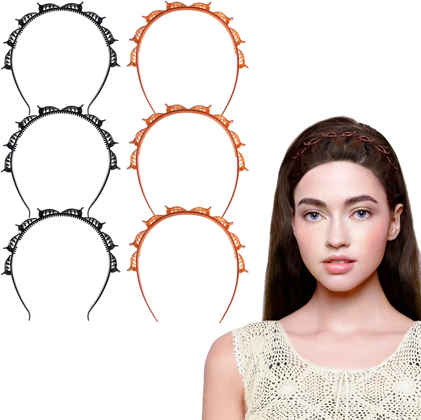 WXJ13 6 Pack Twist and Clip Headband Hairpin Headbands Bangs Fixing