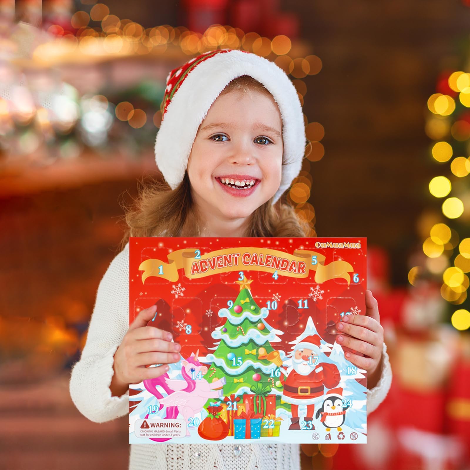 OuMuaMua 24-Tage Adventskalender 2025 – Schmuck-Set Für Mädchen, Mit Halsketten, Ringen, Armbändern | Einhorn & Eiskönigin Design