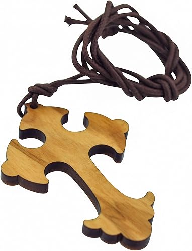 Miniatura 2 de Colgante de crucifijo de la Santísima Trinidad con detalles grabados con láser, Madera, N A