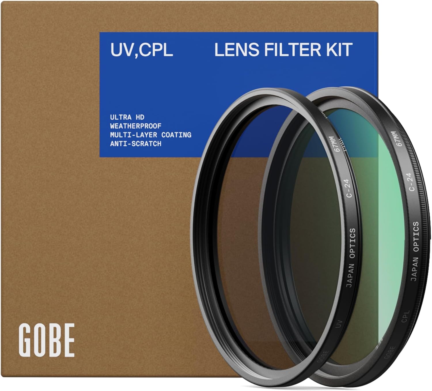 Gobe 52mm UV + Circular Polarizing (CPL) Lens Filter Kit