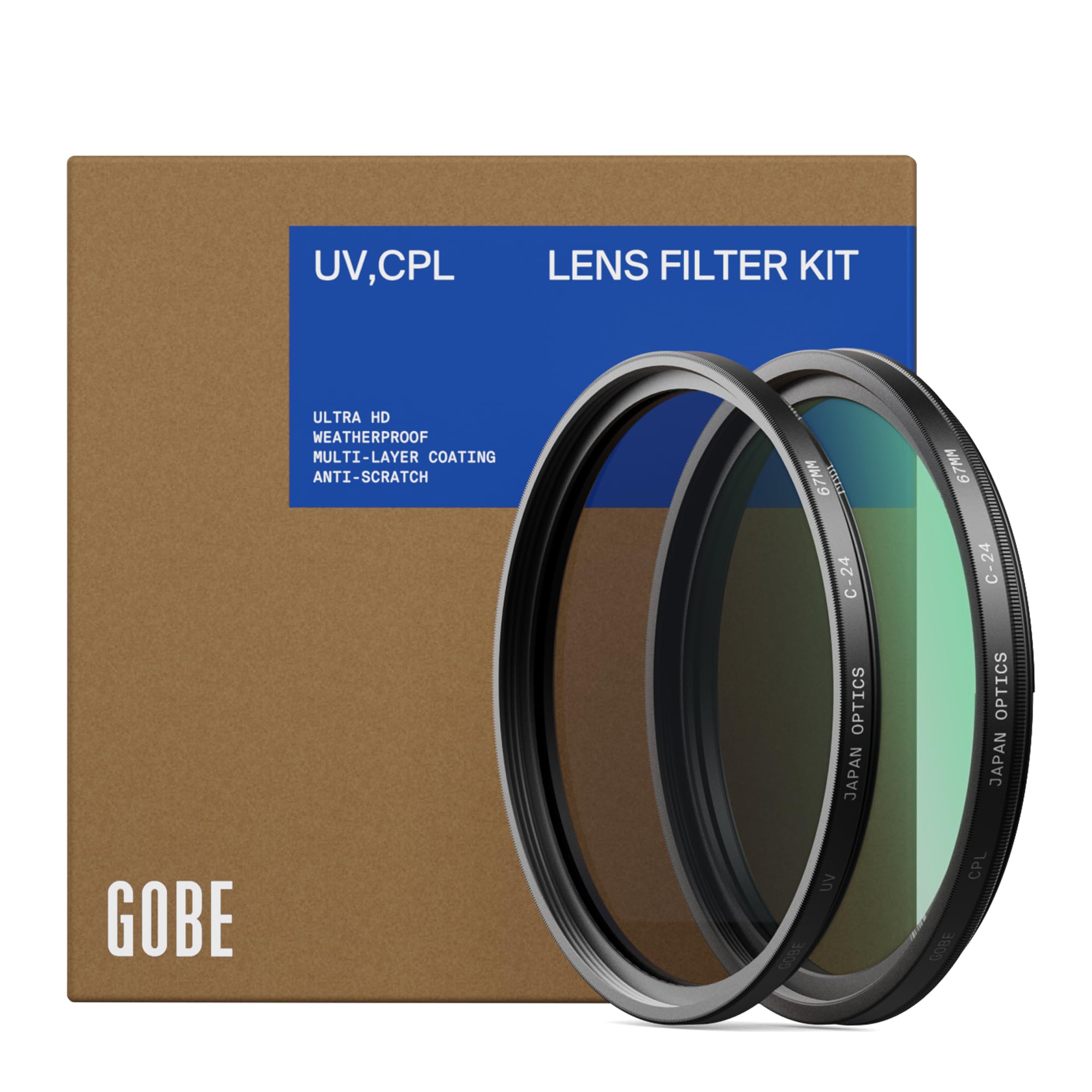 Gobe 67mm UV + Circular Polarizing (CPL) Lens Filter Kit