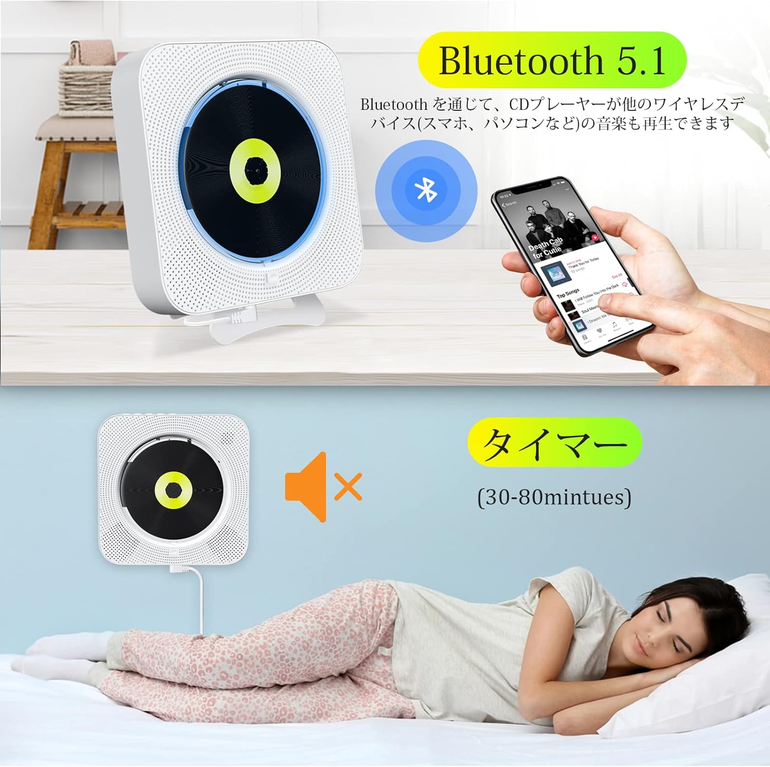 Dvd Cdプレーヤー 1080p 多機能 最新版 1台多役 壁掛け式 置き 出力テレビ ポータブル 内蔵スピーカー Hdmi