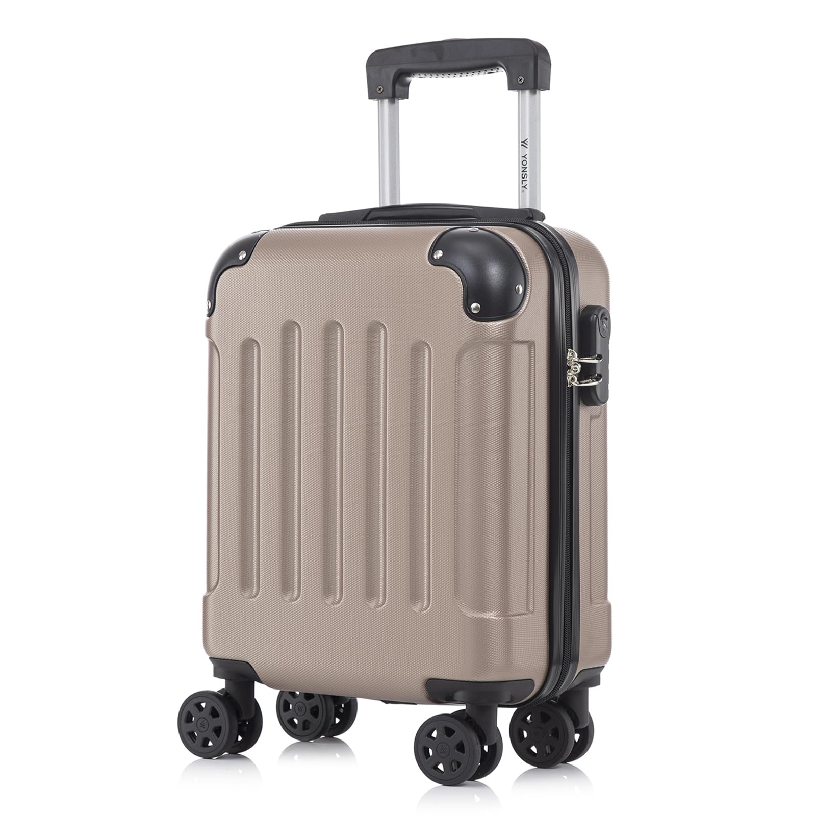 yonsly Koffer Suitcase, Trolley Reisekoffer, Rollkoffer Handgepäck mit 4 Rollen 360°, ABS Hartschalen, Sicherheitsschloss, Weicher Gummigriff, 210D-Futter