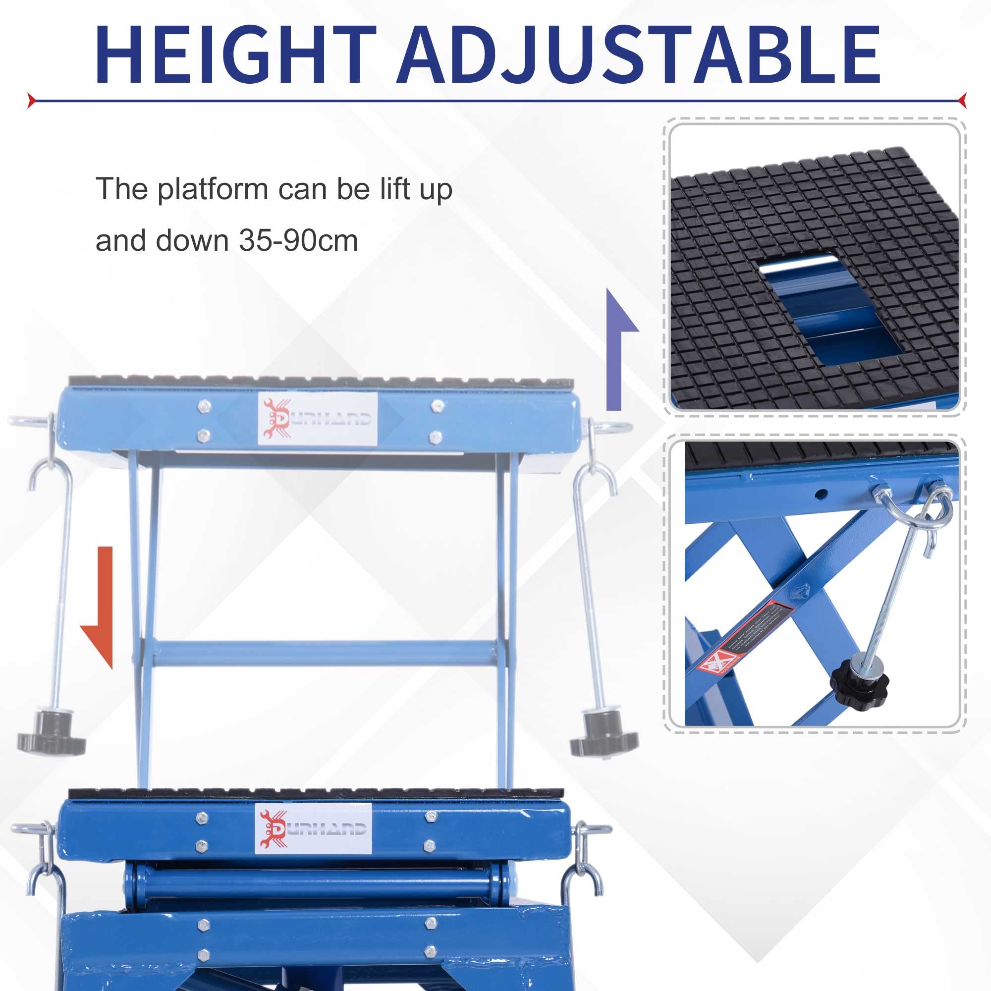 durhand 300 lbs hydraulic motorcycle scissor jack lift foot step wheels for small dirt bikes
