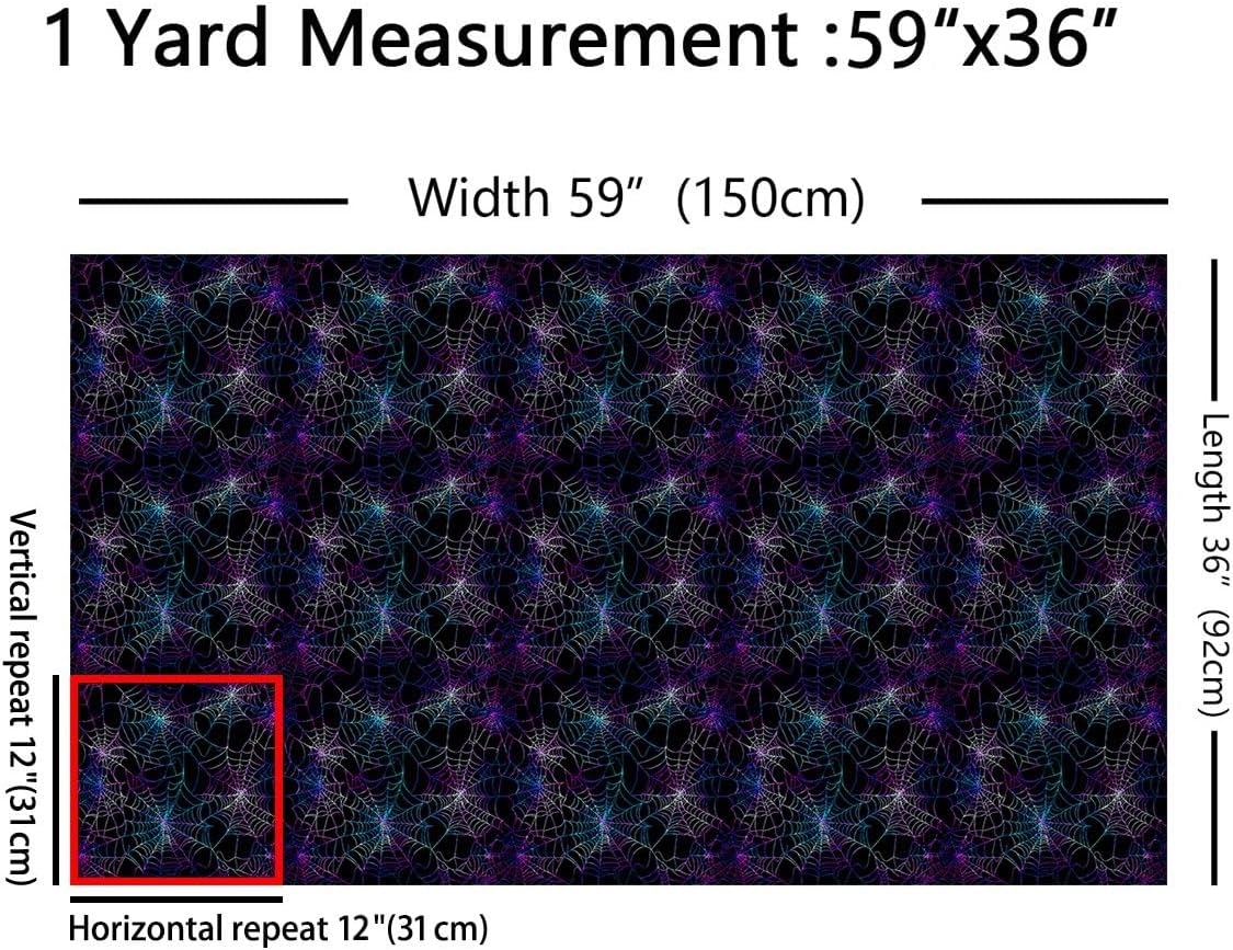 Feelyou Spider Web Fabric by The Yard 3 Yards for Kids Boys Girls Trippy Halloween Decorative Upholstery Fabric for Chairs ，Soft Flannel