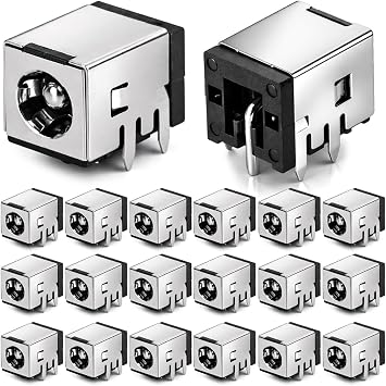 Clyxgs 20Pcs DC Power Jack Socket DC-091, 5.5mm x 2.1mm Female Connector, PCB Mount with Positioning Peg, Metal Shield High Current DC 24V 8A for Repair & DIY Projects